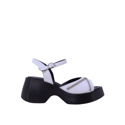 Kadın Hakiki Deri Bilek Bantlı Platform Sandalet Beyaz - Albini 267425538