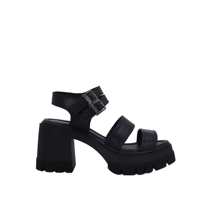 Kadın Hakiki Deri Çift Toka Platform Sandalet Siyah - Albini 26Y10883 Kadın Hakiki Deri Çift Toka Platform Sandalet Siyah - Albini 26Y10883