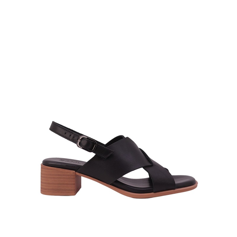 Kadın Hakiki Deri Çapraz Bantlı Topuklu Sandalet Siyah - Damla X 27200D Kadın Hakiki Deri Çapraz Bantlı Topuklu Sandalet Siyah - Damla X 27200D