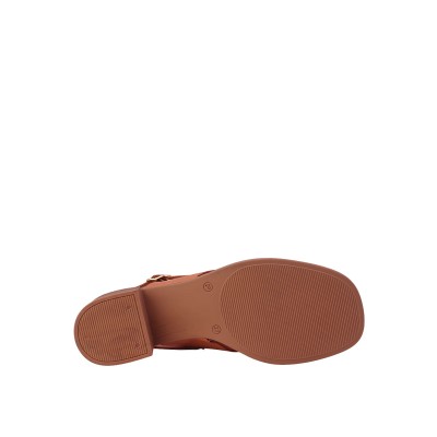 Kadın Hakiki Deri Çapraz Bantlı Topuklu Sandalet Taba - Damla X 27200D