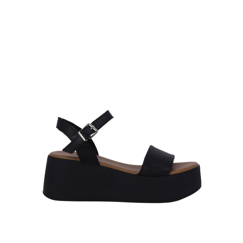 Kadın Hakiki Deri Bilek Bantlı Platform Sandalet Siyah - Hobby GFR26001