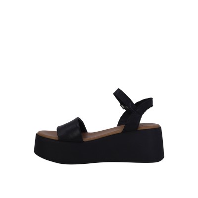 Kadın Hakiki Deri Bilek Bantlı Platform Sandalet Siyah - Hobby GFR26001