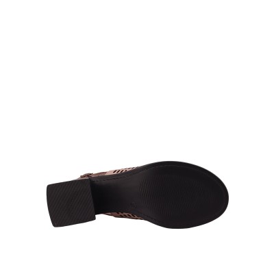 Kadın Hakiki Deri Lazer Kesim Topuklu Sandalet Bej - Hobby KZ261844