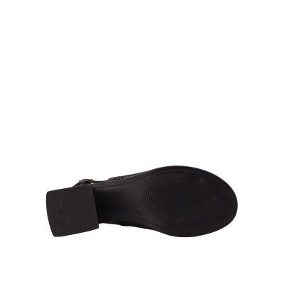 Kadın Hakiki Deri Lazer Kesim Topuklu Sandalet Siyah - Hobby KZ261844