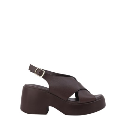 Kadın Hakiki Deri Bantlı Platform Sandalet Kahve - Natursoft 26880015D