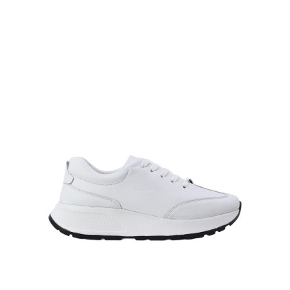 Kadın Hakiki Deri Bağcıklı Kalın Tabanlı Sneaker Beyaz - Albini 26500609
