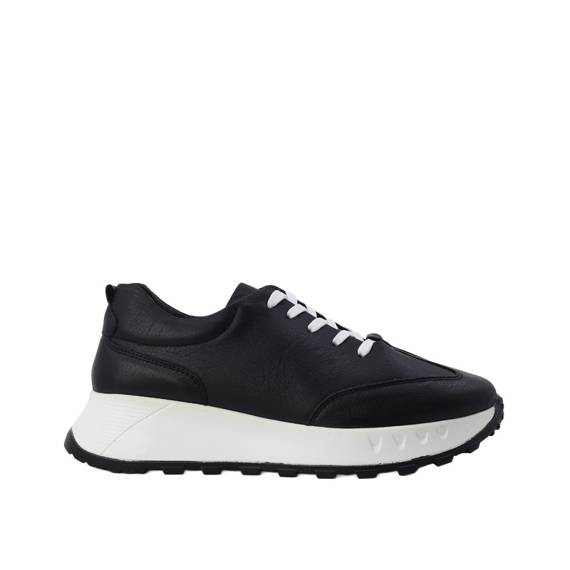 Kadın Hakiki Deri Bağcıklı Kalın Tabanlı Sneaker Siyah - Albini 26500609 Kadın Hakiki Deri Bağcıklı Kalın Tabanlı Sneaker Siyah - Albini 26500609