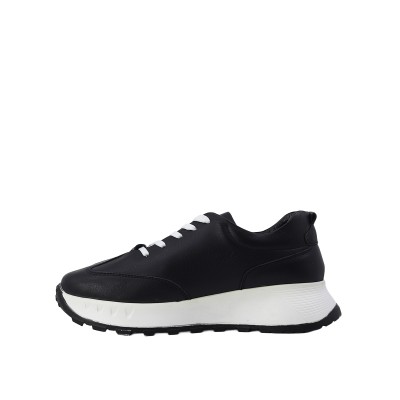 Kadın Hakiki Deri Bağcıklı Kalın Tabanlı Sneaker Siyah - Albini 26500609 Kadın Hakiki Deri Bağcıklı Kalın Tabanlı Sneaker Siyah - Albini 26500609