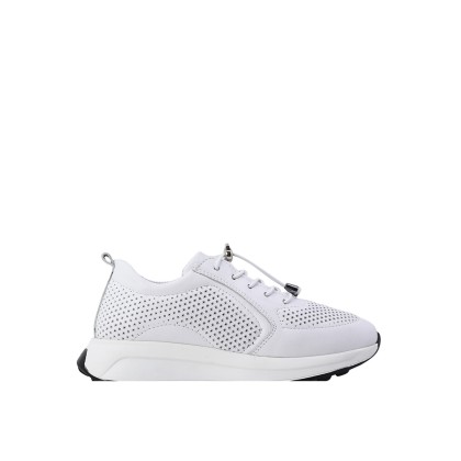 Kadın Hakiki Deri Delikli Detaylı Günlük Sneaker Beyaz - Albini 26802341