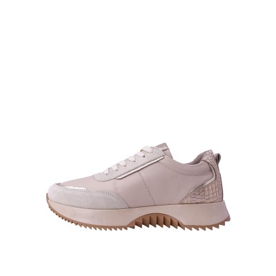 Kadın Hakiki Deri Detaylı Kalın Tabanlı Sneaker Bej - Hobby 261040