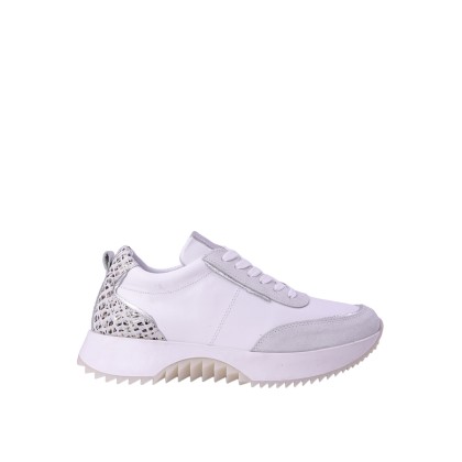 Kadın Hakiki Deri Detaylı Kalın Tabanlı Sneaker Beyaz - Hobby 261040
