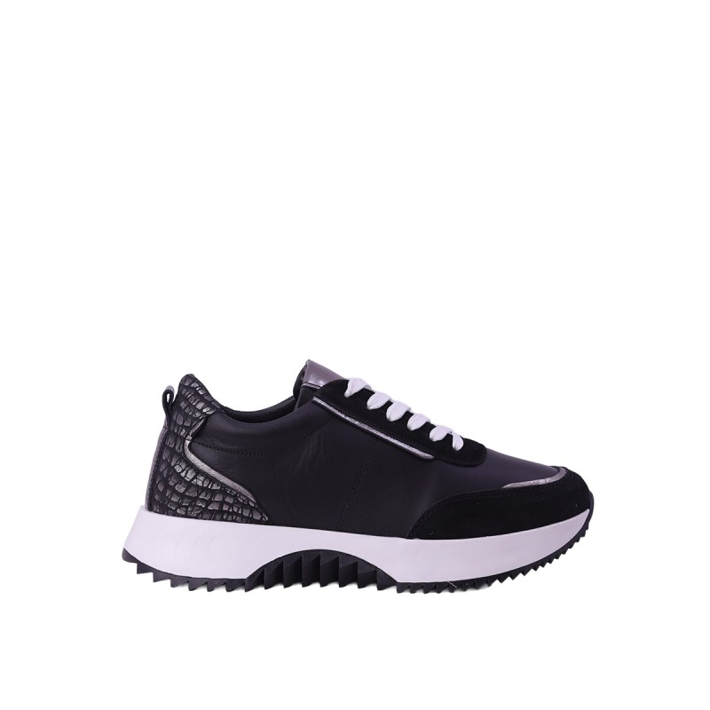 Kadın Hakiki Deri Detaylı Kalın Tabanlı Sneaker Siyah - Hobby 261040 Kadın Hakiki Deri Detaylı Kalın Tabanlı Sneaker Siyah - Hobby 261040