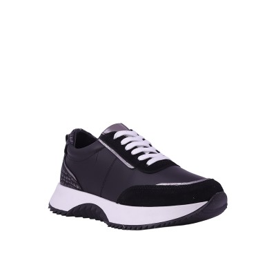 Kadın Hakiki Deri Detaylı Kalın Tabanlı Sneaker Siyah - Hobby 261040 Kadın Hakiki Deri Detaylı Kalın Tabanlı Sneaker Siyah - Hobby 261040