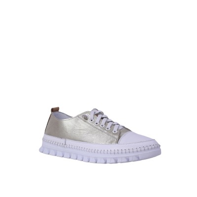 Kadın Hakiki Deri Metalik Kalın Tabanlı Sneaker Altın - Hobby 261125G Kadın Hakiki Deri Metalik Kalın Tabanlı Sneaker Altın - Hobby 261125G