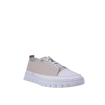 Kadın Hakiki Deri Metalik Kalın Tabanlı Sneaker Bej - Hobby 261125G Kadın Hakiki Deri Metalik Kalın Tabanlı Sneaker Bej - Hobby 261125G