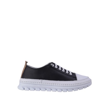 Kadın Hakiki Deri Metalik Kalın Tabanlı Sneaker Siyah - Hobby 261125G Kadın Hakiki Deri Metalik Kalın Tabanlı Sneaker Siyah - Hobby 261125G