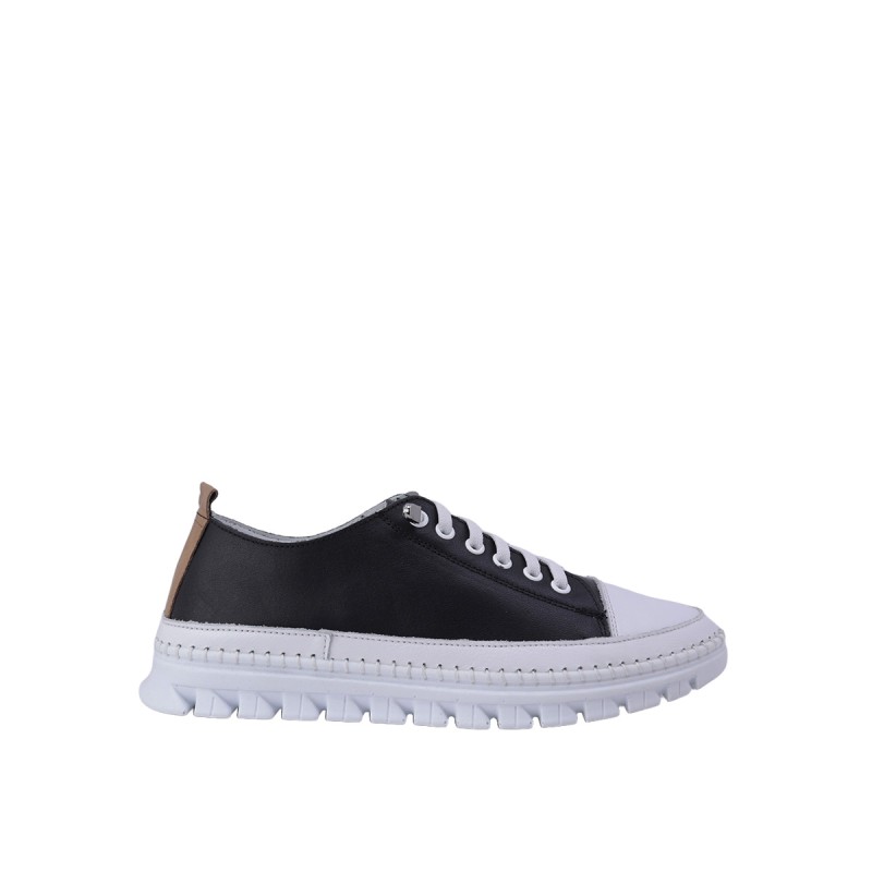 Kadın Hakiki Deri Metalik Kalın Tabanlı Sneaker Siyah - Hobby 261125G Kadın Hakiki Deri Metalik Kalın Tabanlı Sneaker Siyah - Hobby 261125G