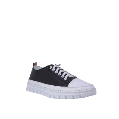 Kadın Hakiki Deri Metalik Kalın Tabanlı Sneaker Siyah - Hobby 261125G Kadın Hakiki Deri Metalik Kalın Tabanlı Sneaker Siyah - Hobby 261125G