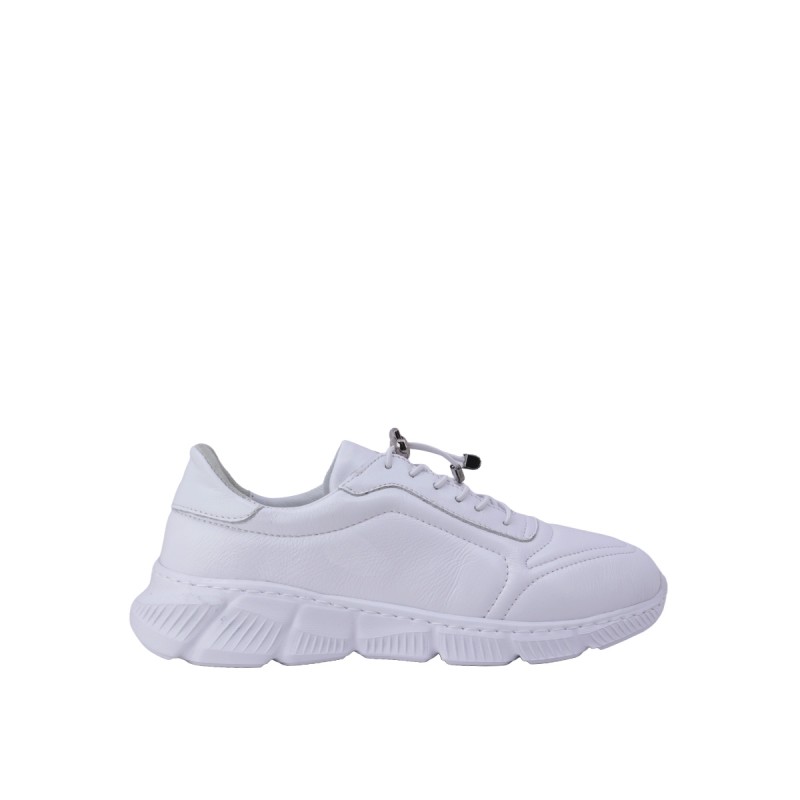 Kadın Hakiki Deri Bağcıklı Kalın Tabanlı Sneaker Beyaz - Hobby 262314 Kadın Hakiki Deri Bağcıklı Kalın Tabanlı Sneaker Beyaz - Hobby 262314