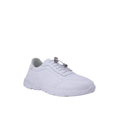 Kadın Hakiki Deri Bağcıklı Kalın Tabanlı Sneaker Beyaz - Hobby 262314 Kadın Hakiki Deri Bağcıklı Kalın Tabanlı Sneaker Beyaz - Hobby 262314