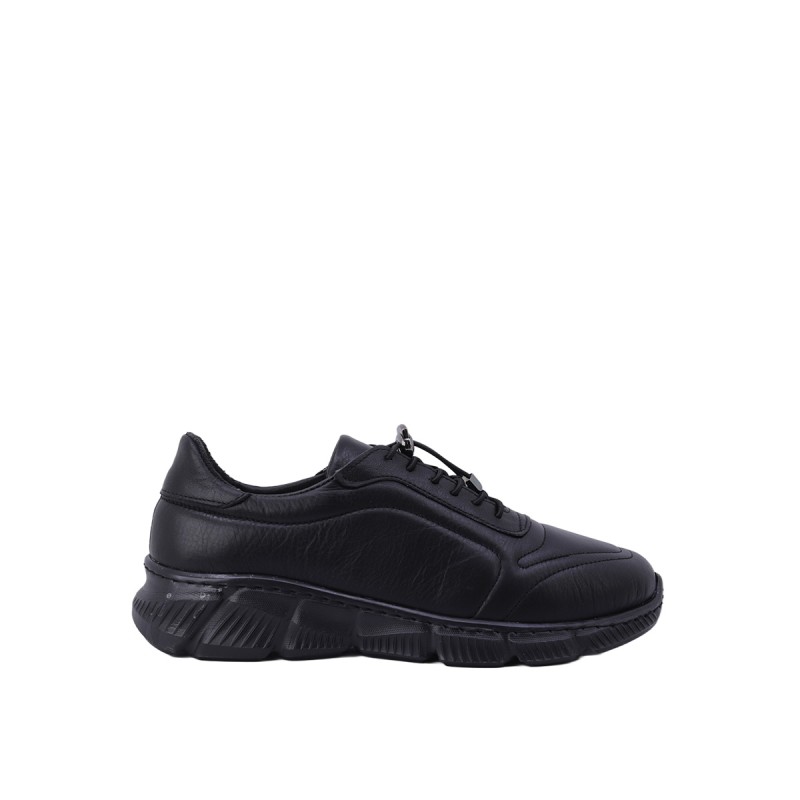Kadın Hakiki Deri Bağcıklı Kalın Tabanlı Sneaker Siyah - Hobby 262314 Kadın Hakiki Deri Bağcıklı Kalın Tabanlı Sneaker Siyah - Hobby 262314