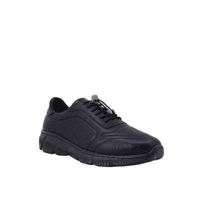 Kadın Hakiki Deri Bağcıklı Kalın Tabanlı Sneaker Siyah - Hobby 262314 Kadın Hakiki Deri Bağcıklı Kalın Tabanlı Sneaker Siyah - Hobby 262314