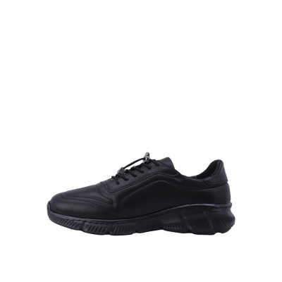 Kadın Hakiki Deri Bağcıklı Kalın Tabanlı Sneaker Siyah - Hobby 262314 Kadın Hakiki Deri Bağcıklı Kalın Tabanlı Sneaker Siyah - Hobby 262314