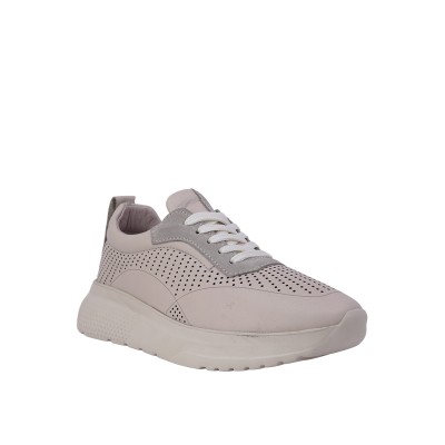 Kadın Hakiki Deri Delikli Yüksek Tabanlı Sneaker Bej - Hobby 2650052